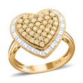 Natural Yellow and White Diamond I3 Heart Ring in 14K Yellow Gold Over Sterling Silver 0.50 ctw - Sticky add to cart bar
