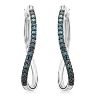 Blue Diamond Hoop Earrings in Sterling Silver 0.30 ctw