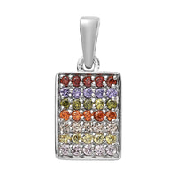 Karis Simulated Multi Color Diamond Cluster Pendant in Platinum Bond 0.85 ctw