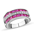 Lab Created Ruby and Simulated Diamond Ring in Sterling Silver 1.60 ctw - Sticky add to cart bar