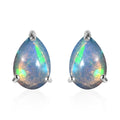Premium Ethiopian Welo Opal Solitaire Stud Drop Earrings in Platinum Over Sterling Silver 1.75 ctw - Sticky add to cart bar