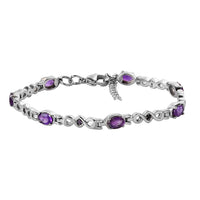 Amethyst Bracelet in Stainless Steel (7.25-8In) 2.85 ctw