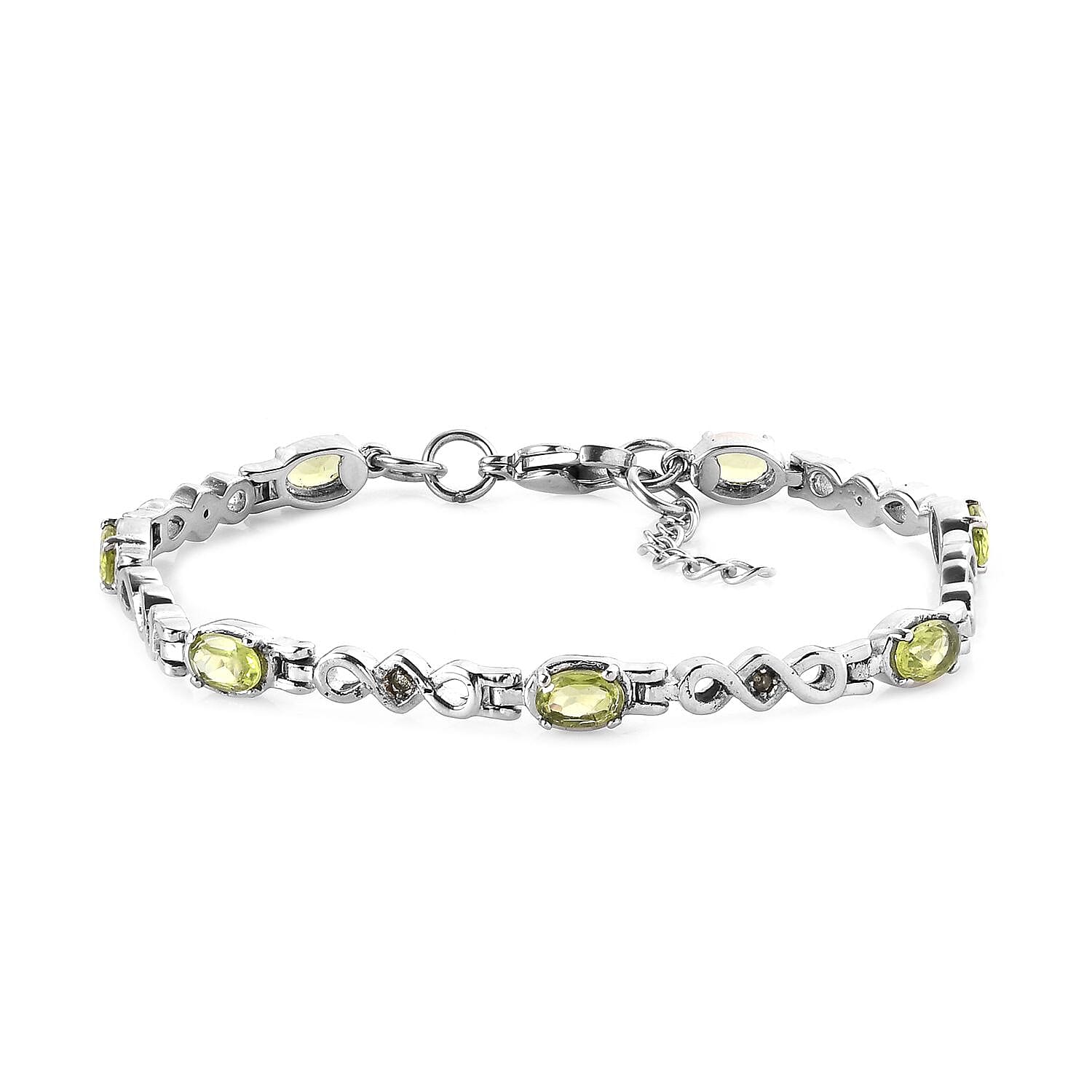 Peridot Bracelet in Stainless Steel (7.25 In) 3.60 ctw