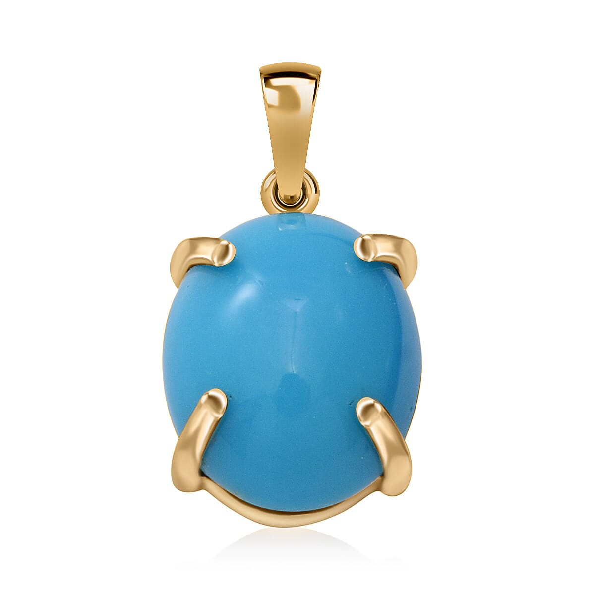 Luxoro 10K Yellow Gold Premium Sleeping Beauty Turquoise Solitaire Pendant 2.90 ctw