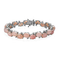 Premium Peruvian Pink Opal and White Zircon Bracelet in Platinum Over Sterling Silver (6.50 In) 24.15 ctw (Del. in 7-10 Days) image number 0 Premium Peruvian Pink Opal and White Zircon Brac - Sticky add to cart bar