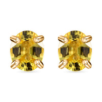 Luxoro 10K Yellow Gold Premium Yellow Sapphire Solitaire Stud Earrings 1.00 ctw