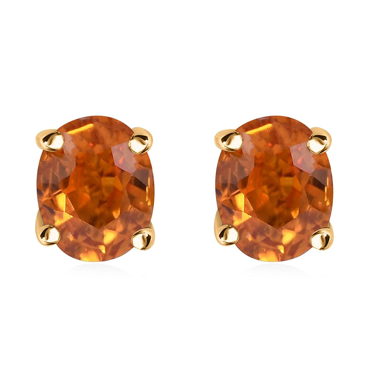 Luxoro 10K Yellow Gold Premium Yellow Sapphire Solitaire Stud Earrings 1.00 ctw
