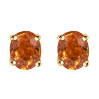 Luxoro 10K Yellow Gold Premium Yellow Sapphire Solitaire Stud Earrings 1.00 ctw