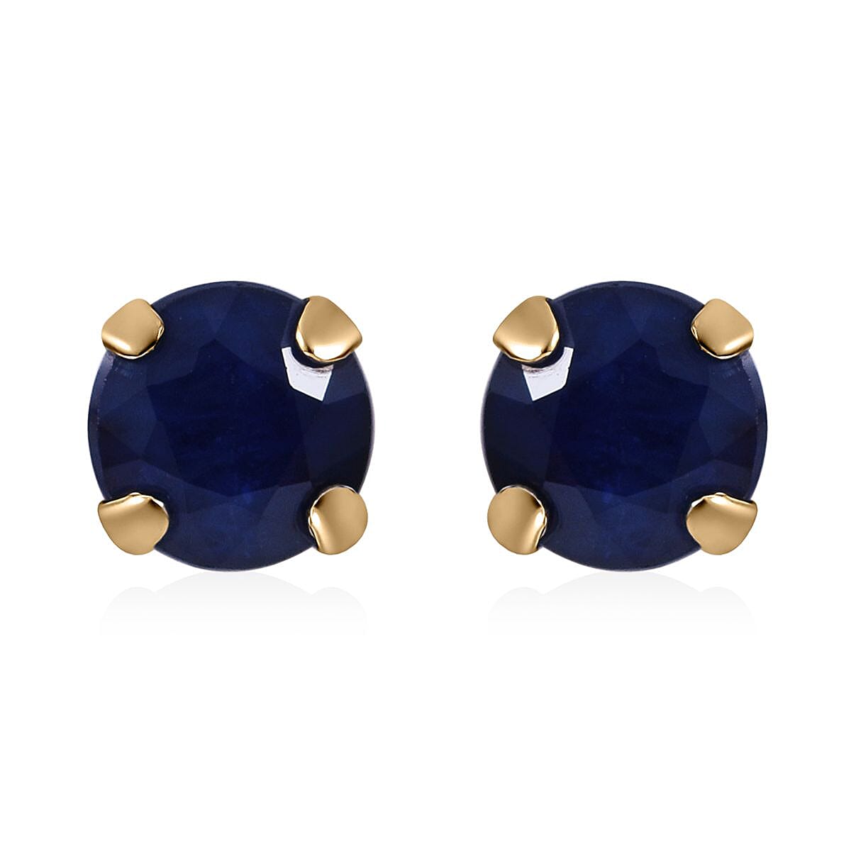 Luxoro 10K Yellow Gold Premium Madagascar Blue Sapphire (DF) Stud Earrings 1.35 ctw
