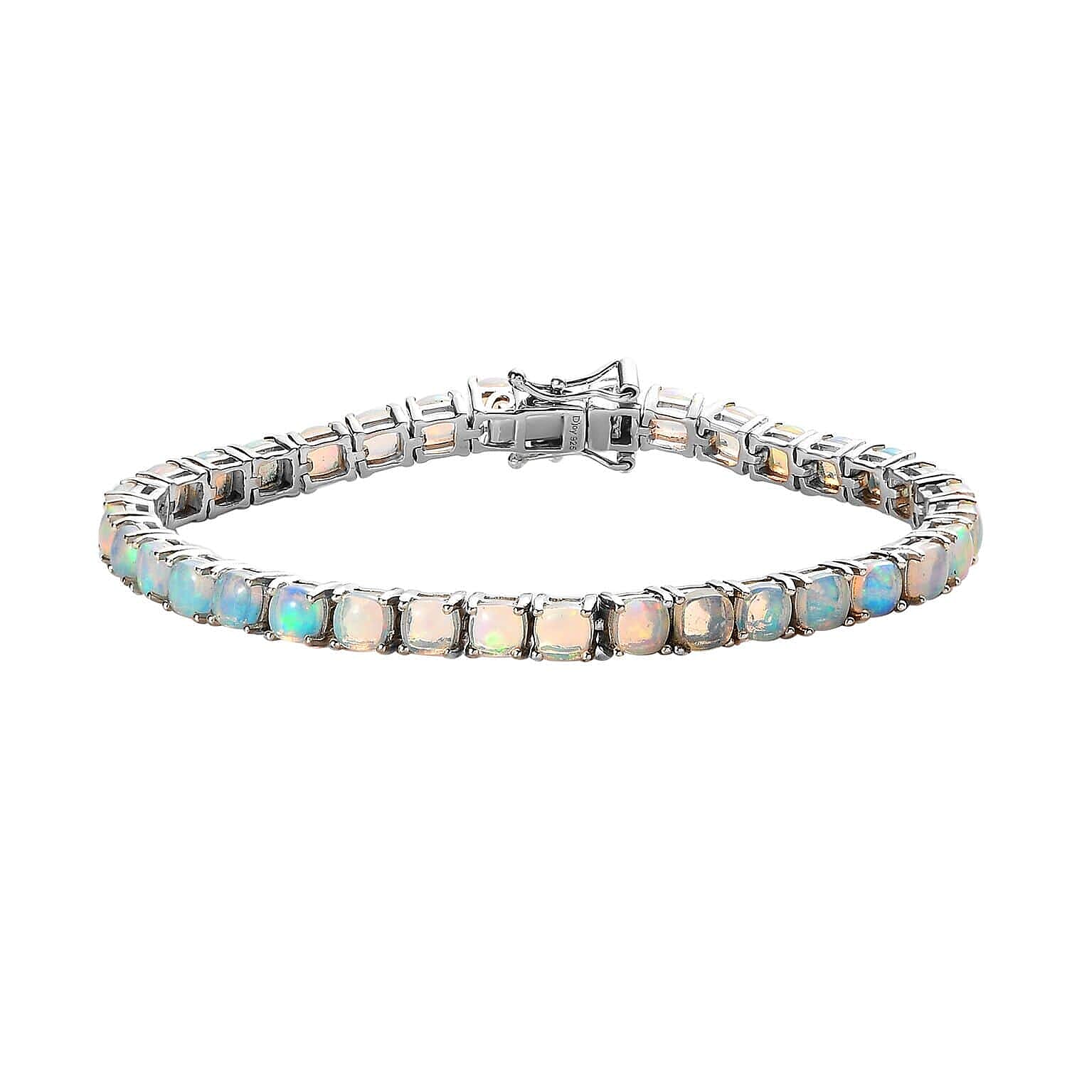 Premium Ethiopian Welo Opal Tennis Bracelet in Platinum Over Sterling Silver (6.50 In) 7.25 ctw