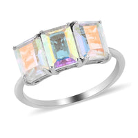 Mercury Mystic Topaz 3 Stone Ring in Platinum Over Sterling Silver (Size 9.0) 3.50 ctw