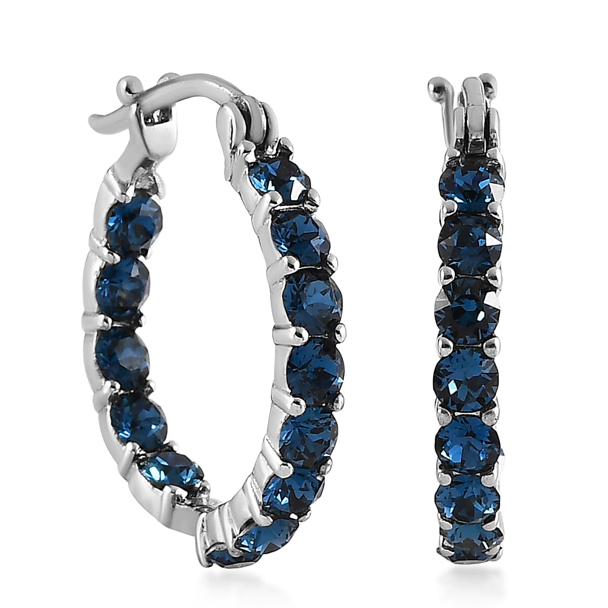 Montana Crystal Hoop Earrings in Stainless Steel 2.15 ctw