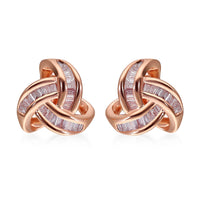 Natural Pink Diamond I3 Love Knot Stud Earrings in Vermeil Rose Gold Over Sterling Silver 0.25 ctw