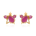 Niassa Ruby (FF) Wish Upon A Star Cluster Stud Earrings in Vermeil Yellow Gold Over Sterling Silver 1.30 ctw - Sticky add to cart bar