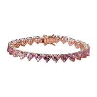 Rose De France Amethyst Heart Tennis Bracelet in Vermeil RG Over Sterling Silver (7.25 In) 11.90 Grams 20.50 ctw