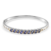 Tanzanite Moon and Star Bangle Bracelet in ION Plated YG & Stainless Steel (7.25 in) 2.10 ctw