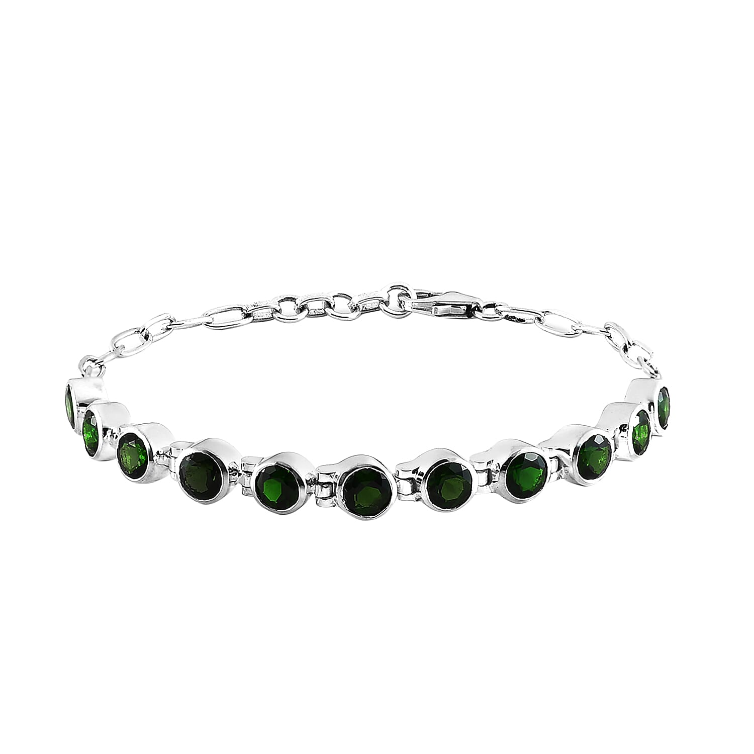 Natural Chrome Diopside Fancy Bracelet in Sterling Silver (7.25 In) 9.30 Grams 5.85 ctw