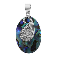 Abalone Shell Oval Shape Pendant in Sterling Silver