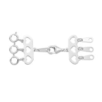 Rhodium Over Sterling Silver Three-Row Lock with 9mm Lobster Lock, 3pc 5mm Spring Lock and 4Pcs Stamp Tag