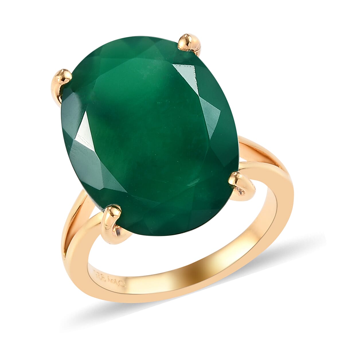 Verde Onyx Solitaire Ring in Vermeil Yellow Gold Over Sterling Silver (Size 9.0) 9.50