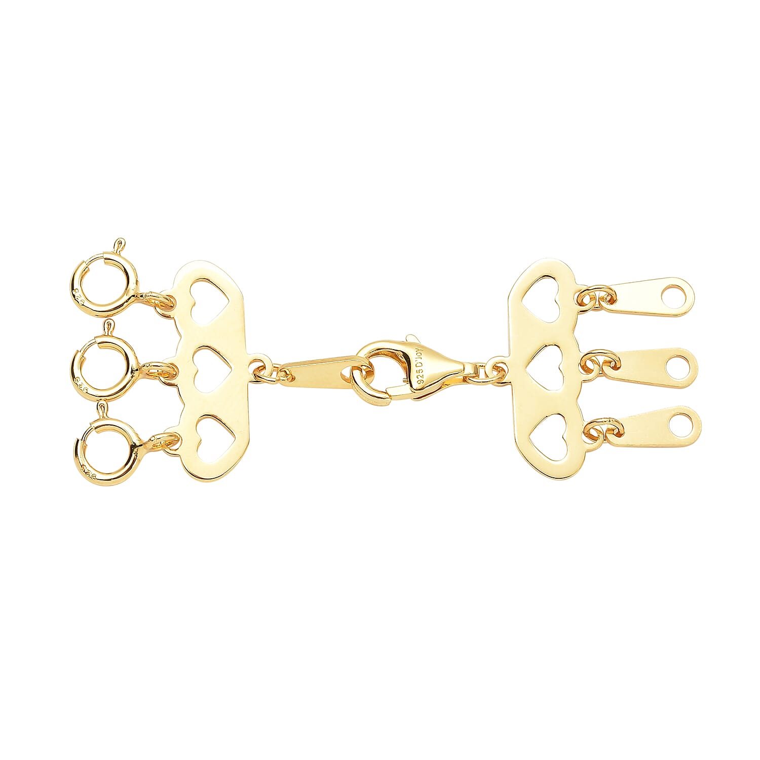 Rhodium Over Sterling Silver Three-Row Lock with 9mm Lobster Lock, 3pc 5mm Spring Lock and 4Pcs Stamp Tag