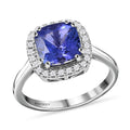 Certified and Appraised RHAPSODY 950 Platinum AAAA Tanzanite and E-F VS Diamond Halo Ring 5.65 Grams 3.25 ctw - Sticky add to cart bar