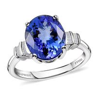Rhapsody 950 Platinum AAAA Tanzanite and E-F VS Diamond Ring 4.85 Grams 4.00 ctw