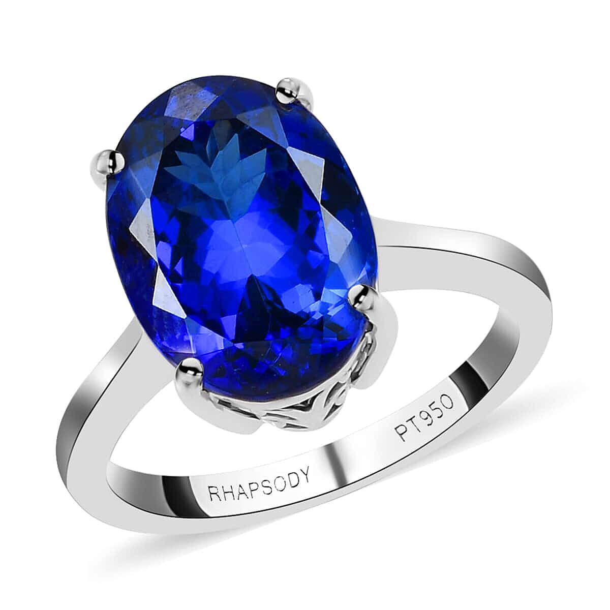 RHAPSODY 950 Platinum AAAA Tanzanite Solitaire Ring (Size 7.0) 6 Grams 7.50 ctw