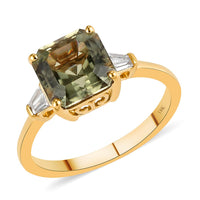 ILIANA 18K Yellow Gold Asscher Cut AAA Turkizite and G-H SI Diamond Ring 3.20 Grams 2.90 ctw