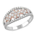 14K White and Rose Gold Natural White and Pink Diamond Flower Ring (Size 7.5) 1.00 ctw - Sticky add to cart bar