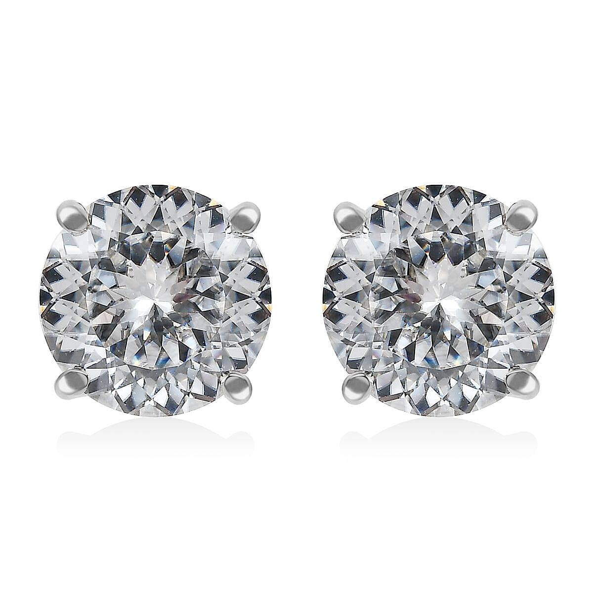 Moissanite Solitaire Stud Earrings in Platinum Over Sterling Silver 5.90 ctw (Del. in 10-15 Days)