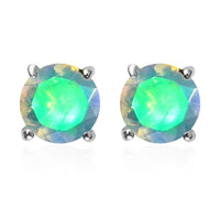 Premium Ethiopian Welo Opal Solitaire Stud Earrings in Platinum Over Sterling Silver 1.00 ctw