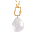 Organic Shape Baroque Pearl and Moissanite Necklace 20 Inches in 14K Yellow Gold Over Sterling Silver 0.20 ctw - Sticky add to cart bar