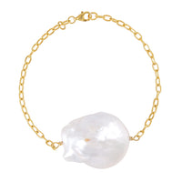Organic Shape Baroque Pearl Bracelet in 14K YG Over Sterling Silver (8.50 In)