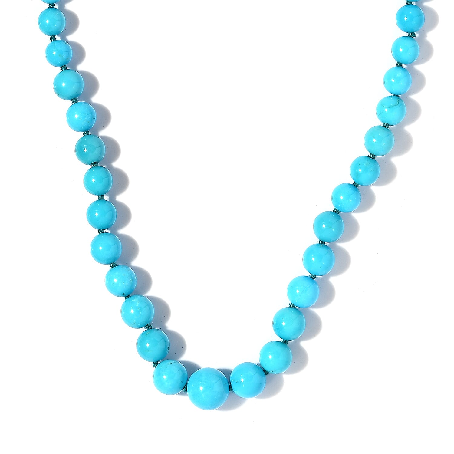 18K Yellow Gold Sleeping Beauty Turquoise Beaded Necklace 175.00 ctw