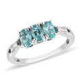 Madagascar Paraiba Apatite 3 Stone Ring in Platinum Over Sterling Silver 0.75 ctw - Sticky add to cart bar