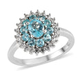 Madagascar Paraiba Apatite and White Zircon Ring in Platinum Over Sterling Silver (Size 10.0) 1.15 ctw - Sticky add to cart bar