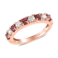 Premium Morro Redondo Pink Tourmaline, Moissanite Half Eternity Ring in Vermeil RG Over Sterling Silver (Size 10.0) 1.00 ctw