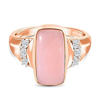 Pink Opal and White Zircon Ring in 18K Vermeil RG Over Sterling Silver (Size 10.0) 3.88 ctw