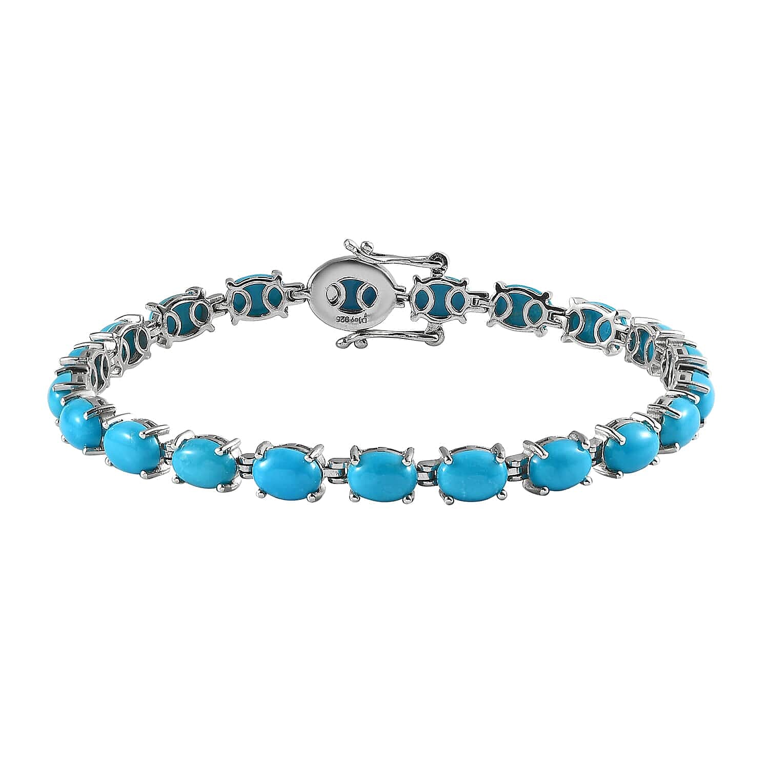 Sleeping Beauty Turquoise Tennis Bracelet in Platinum Over Sterling Silver (6.50 In) 13.60 ctw