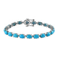 Sleeping Beauty Turquoise Tennis Bracelet in Platinum Over Sterling Silver (6.50 In) 13.60 ctw - Sticky add to cart bar
