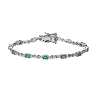 AAA Kagem Zambian Emerald and White Zircon Bracelet in Platinum Over Sterling Silver (6.50 In) 2.00 ctw (Del. in 7-10 Days)
