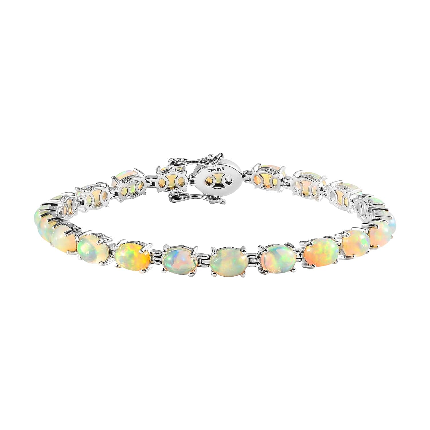 One Time Only Ethiopian Welo Opal Tennis Bracelet in Platinum Over Sterling Silver (6.50 In) 10.00 ctw
