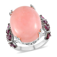 Premium Peruvian Pink Opal and Orissa Rhodolite Garnet Ring in Platinum Over Sterling Silver 13.75 ctw
