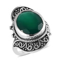 Artisan Crafted Verde Onyx Solitaire Ring in Sterling Silver (Size 10.0) 5.85 ctw - Sticky add to cart bar