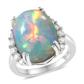 AAA Ethiopian Welo Opal and Moissanite Ring in Platinum Over Sterling Silver 6.65 ctw - Sticky add to cart bar