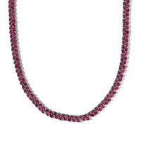 Niassa Ruby (FF) Tennis Necklace 18 Inches in Platinum Over Sterling Silver 50.00 ctw