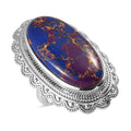 Mojave Purple Turquoise Solitaire Ring in Platinum Over Copper with Magnet (Size 10.0) 17.75 ctw - Sticky add to cart bar