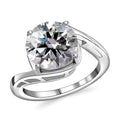Moissanite Solitaire Ring in Platinum Over Sterling Silver 3.35 ctw - Sticky add to cart bar