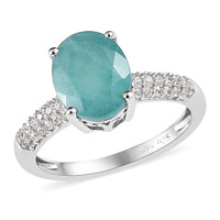 Premium Grandidierite and White Zircon Ring in Platinum Over Sterling Silver (Size 9.0) 3.15 ctw (Del. in 7-10 Days)